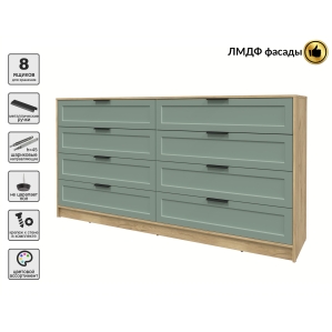 Kомод Тренд КТ-К197 (Дуб золотой ЛДСП/ Мята ЛМДФ) Ш1965 В1020 Г451 Kомод Тренд КТ-К197 (Дуб золотой ЛДСП/ Мята ЛМДФ) Ш1965 В1020 Г451